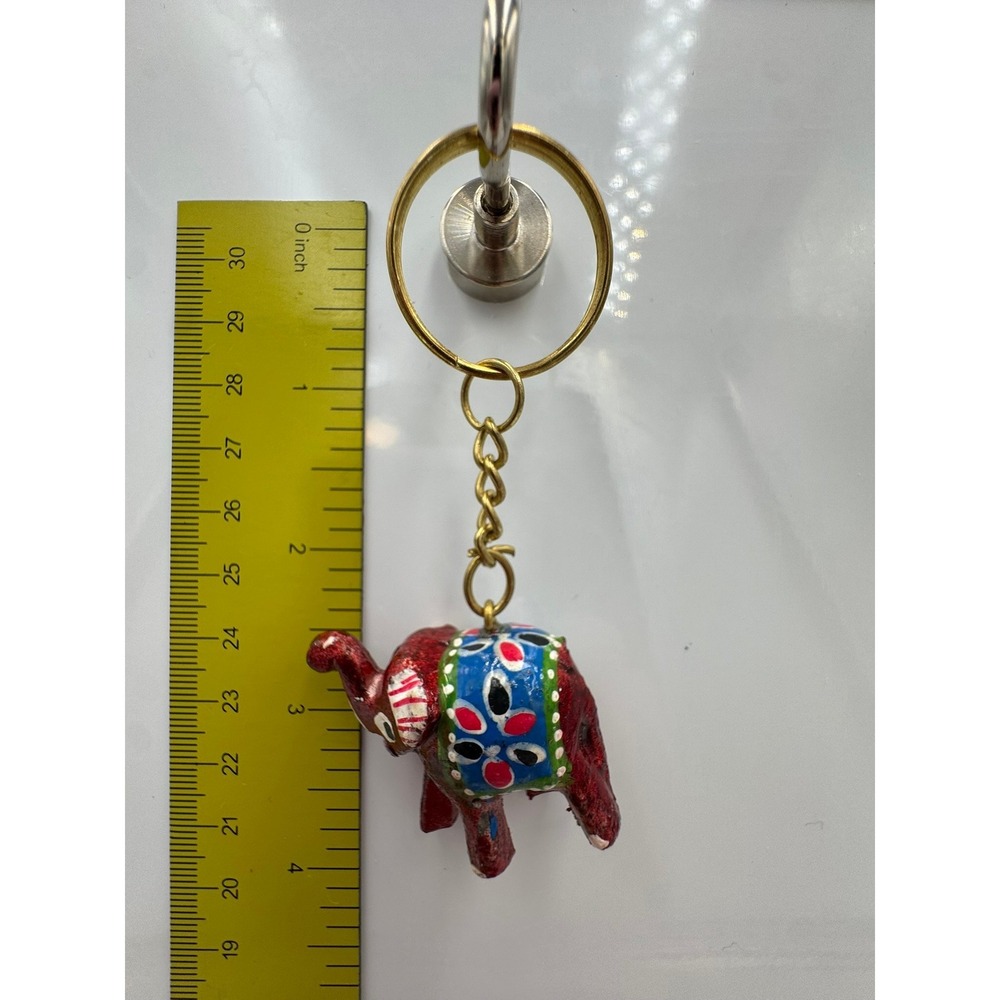 Vintage Style Hand Painted Red Elephant Keychain Good Luckβ Charm Boho